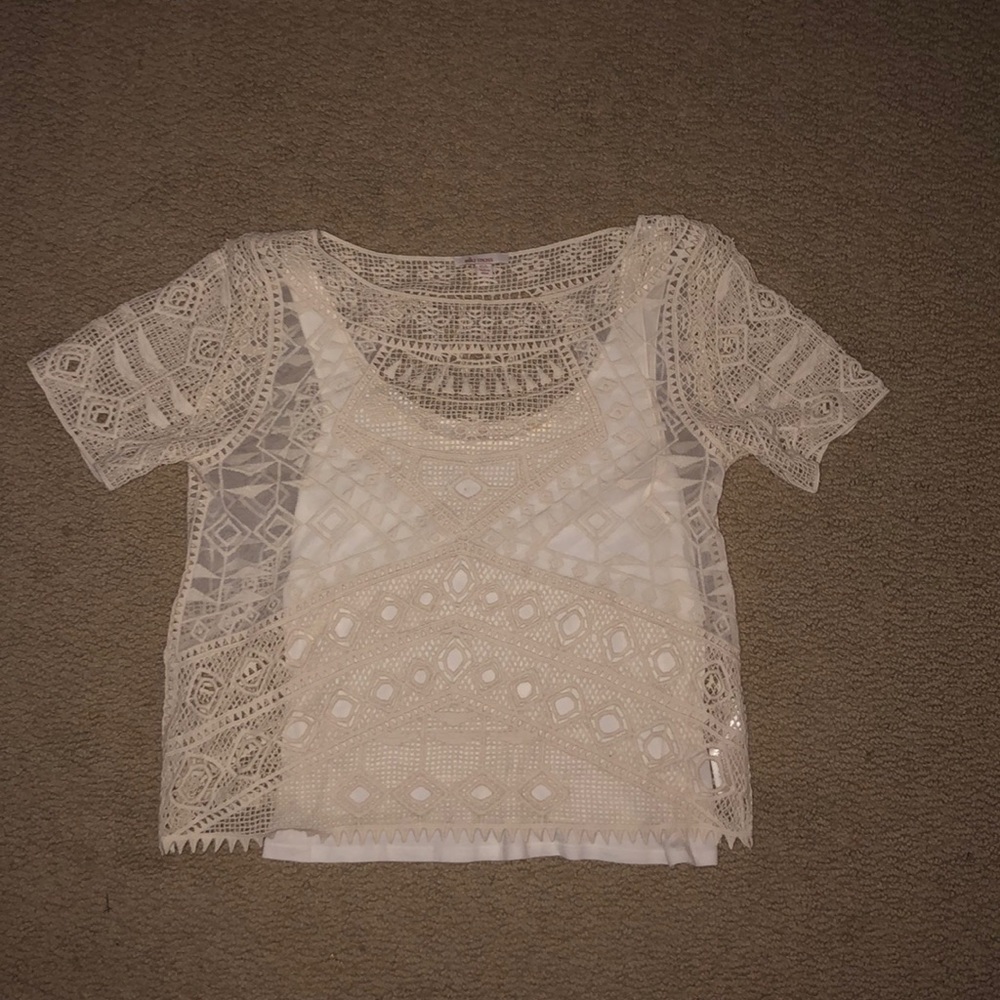 Ella Moss White Crochet Top w/ Built In Tank